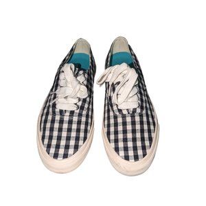 Women's Legend Americana Plaid Lace Up Sneakers Shoes, white/black, size 7.5